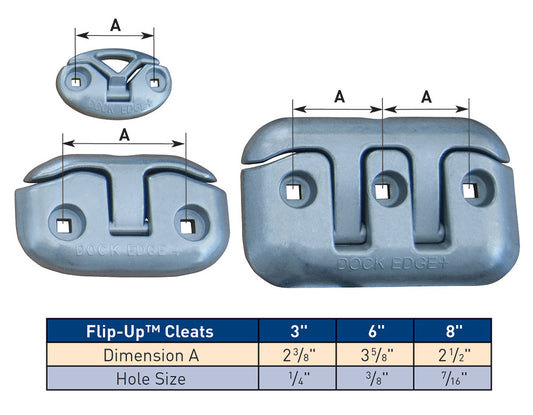 Dock Cleat, Flip Up™, 6", Aluminum, Polished