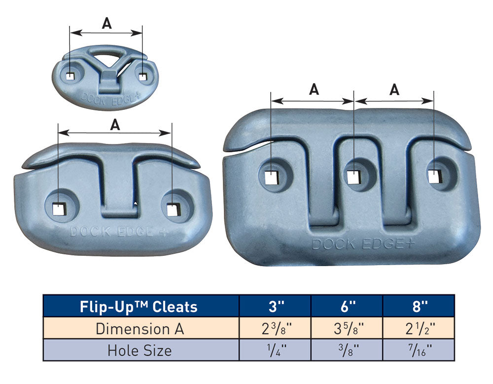 Dock Cleat, Flip Up™, 6", Aluminum, Polished