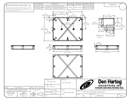 ACE 47 1/2 x 59 1/2 x 8 Long Slot Float Drum