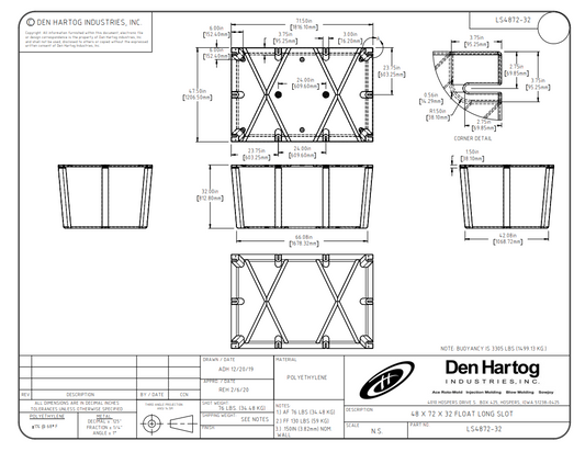 ACE 47 1/2 x 71 1/2 x 32 Long Slot Float Drum