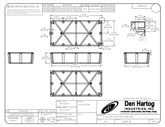 ACE 47 1/2 x 95 1/2 x 20 Long Slot Float Drum