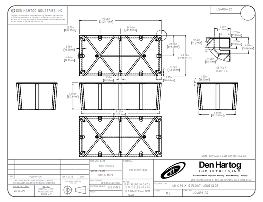 ACE 47 1/2 x 95 1/2 x 32 Long Slot Float Drum